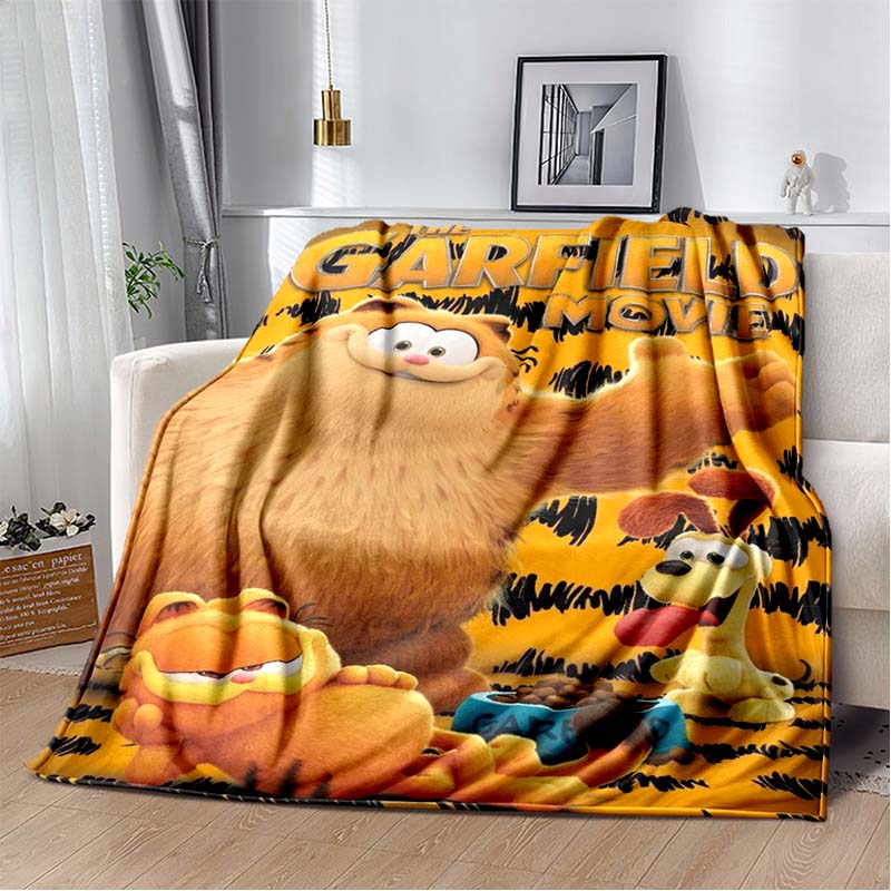 Cartoon Cute Yellow Cat G-Garfield Anime Blanket Flannel Extra Large Warm Soft Sofa Bed Bedroom Portable Blanket Bed Cover Gift