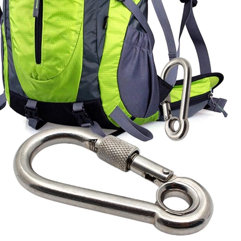 2 Pcs Locking Carabiner Screw Gate Buckle Heavy Duty Carabiner Stainless Steel Screw Lock Carabiner Hooks Durable