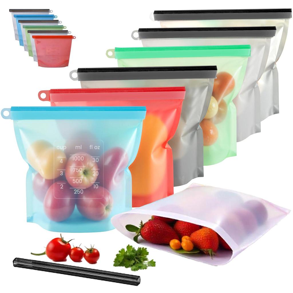 Silicone Food Storage & Portioning Bags - Food-Grade Freezer Bags for Fresh-Keeping Vegetables & Fruits