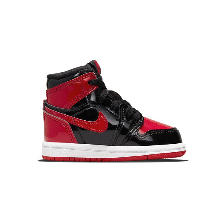 New Jordan Kids Air Jordan 1 Retro High OG 'Bred Patent' Sneakers AQ2665-063