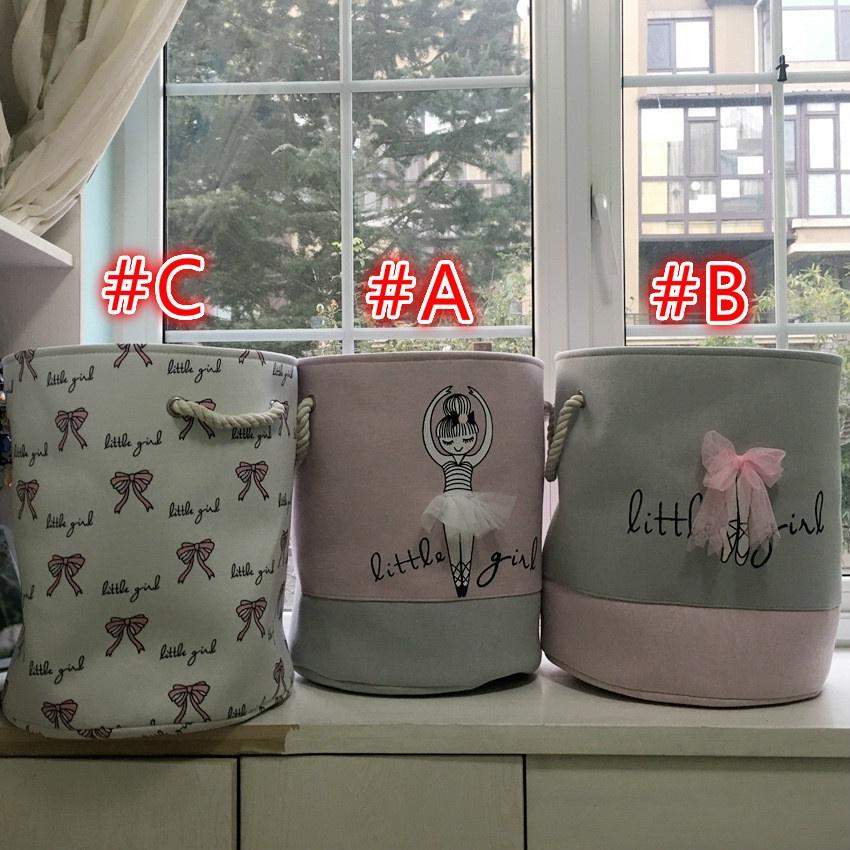 Lovely Girl Canvas Dirty Clothes Basket Home Bathroom Clothes Storage Basket