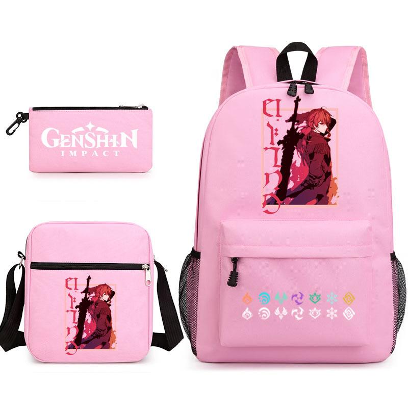 Genshinimpact Yuanshen School Bag Three-Piece Pencil Case Shoulder Bag Backpack