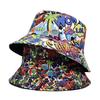 Graffiti Sunscreen Bucket Hats Sun Protection Letter Print Fishing Cap Double-Sided Breathable Sunshade Hat Outdoor