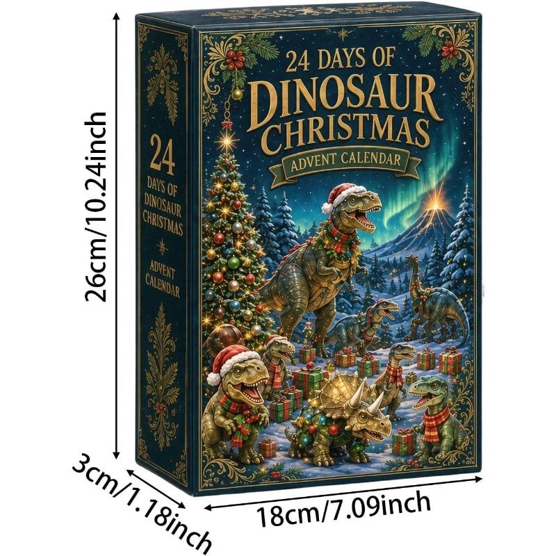 2D Flat Dinosaur Park Christmas Countdown Calendar with 24 Surprise Figures Christmas Advent Calendar for Halloween Christmas