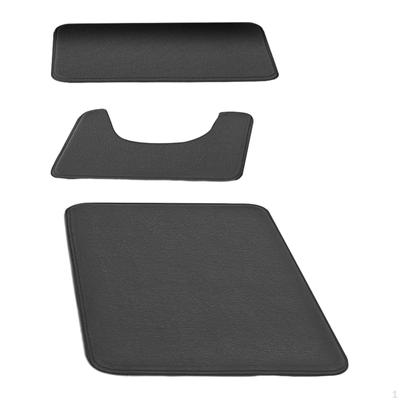 3 Piece Bathroom Rug Soft Carpet Absorbent Polyester Machine Washable Non Slip Floor Mat for