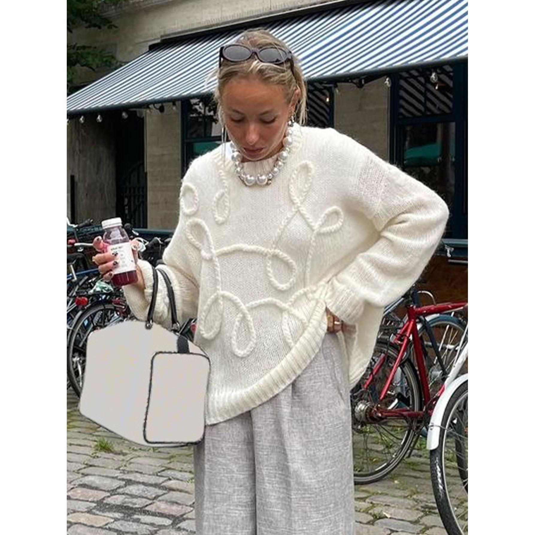 

Модные повседневные пуловеры женские однотонные с круглым вырезом и длинным рукавом вязаный свитер свободный женский осень зима XS белый