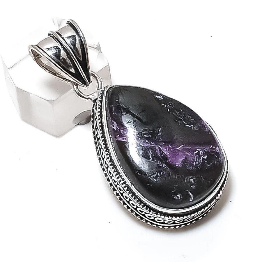 

Natural Purpurite Gemstone 925 Sterling Silver Jewelry Pendant 1.89 R9M97
