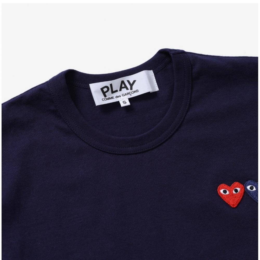 Comme DeS Gar OnS Play Double HearT Wappen Men S ShorT Sleeve T ShirT p1T226 2 Ax T226 051 2