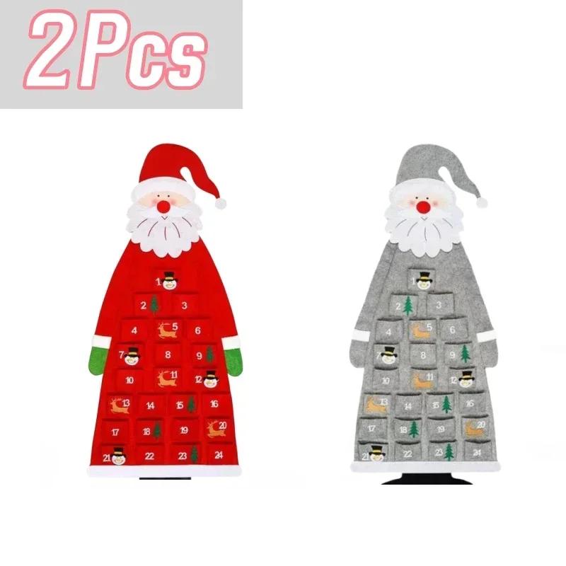 24 Day Advent Calendar Santa Felt Pendant for Christmas Decoration Pendant Countdown  Holiday Wall Calendar Home Decoration