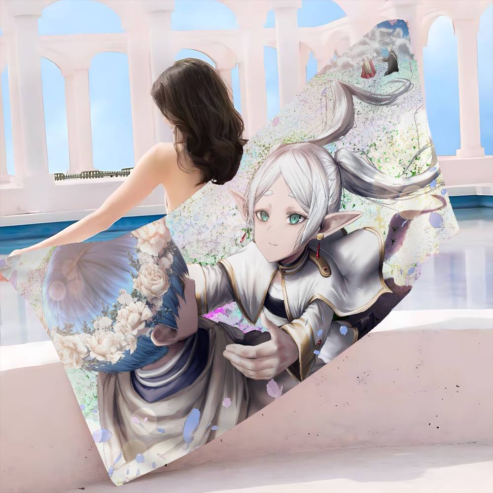 Hot Japan Anime Frieren Microfiber Printed Beach Towel Mountain Climbing Yoga Beach Swimming Running Absorbent Soft Towel