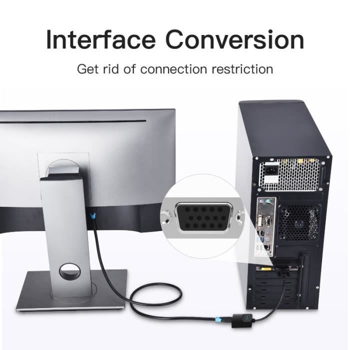 Adaptateur VGA Vers HDMI - VENTION - Convertisseur 1080P - Audio Et Vidéo - PC, Projecteur, HDTV