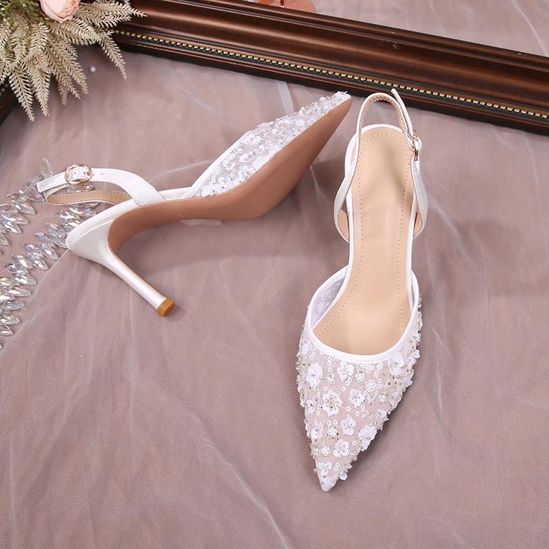 

2023 Summer High Heel French Lace Wrap Sandals - Women s Versatile Slimming Design Size 41