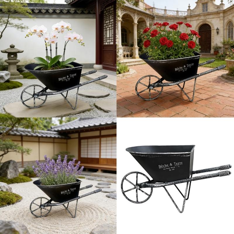Antique Iron Metal Flowerpot Weather Resistant Iron Planter Flower Container For Balcony Garden Indoor and Outdoor Use