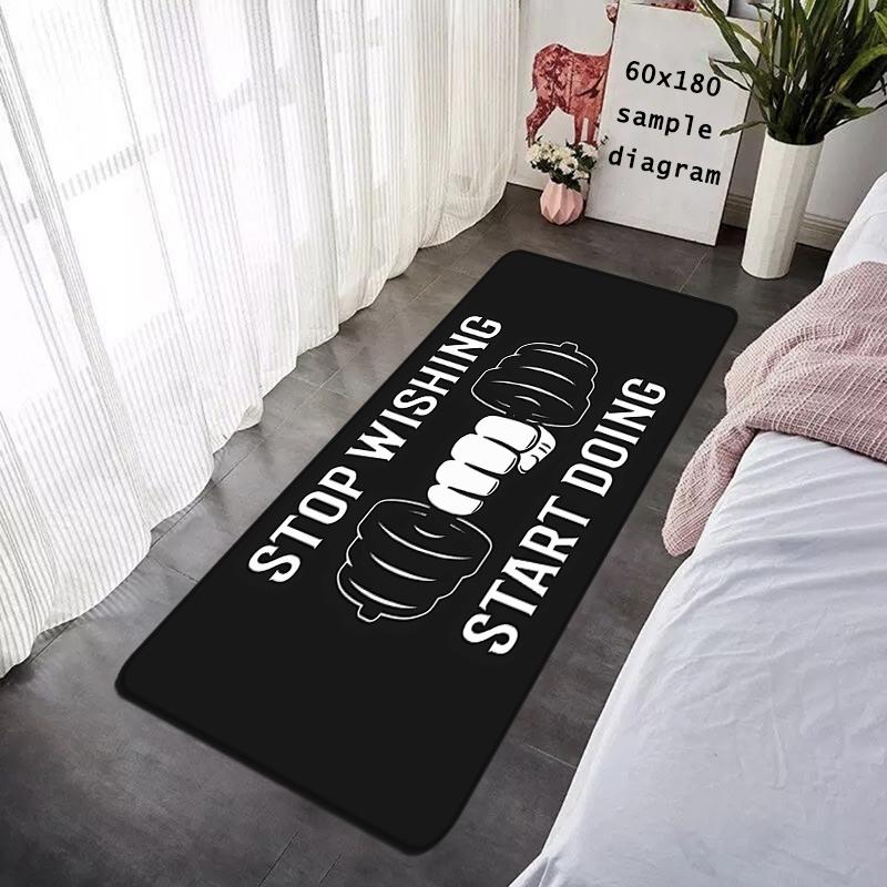 Floor Mat GYM Exercise Time Non-slip Foot Rug for Entryway Hallway Carpet Kitchen Water Adsorbed Rugs Bedside Mats Home Decor