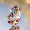 Luxury Female Blue Red Rainbow Zircon Stone Finger Ring Vintage Rose Gold Color Wedding Band Bridal  For Women