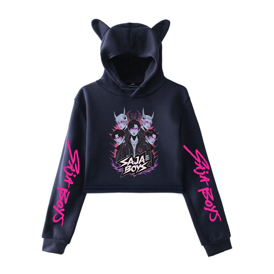 2025 Kpop Demon Hunter Saja Boy Crop Tops Women Sweatshirt Long Sleeve Girls Fashion Hoodie