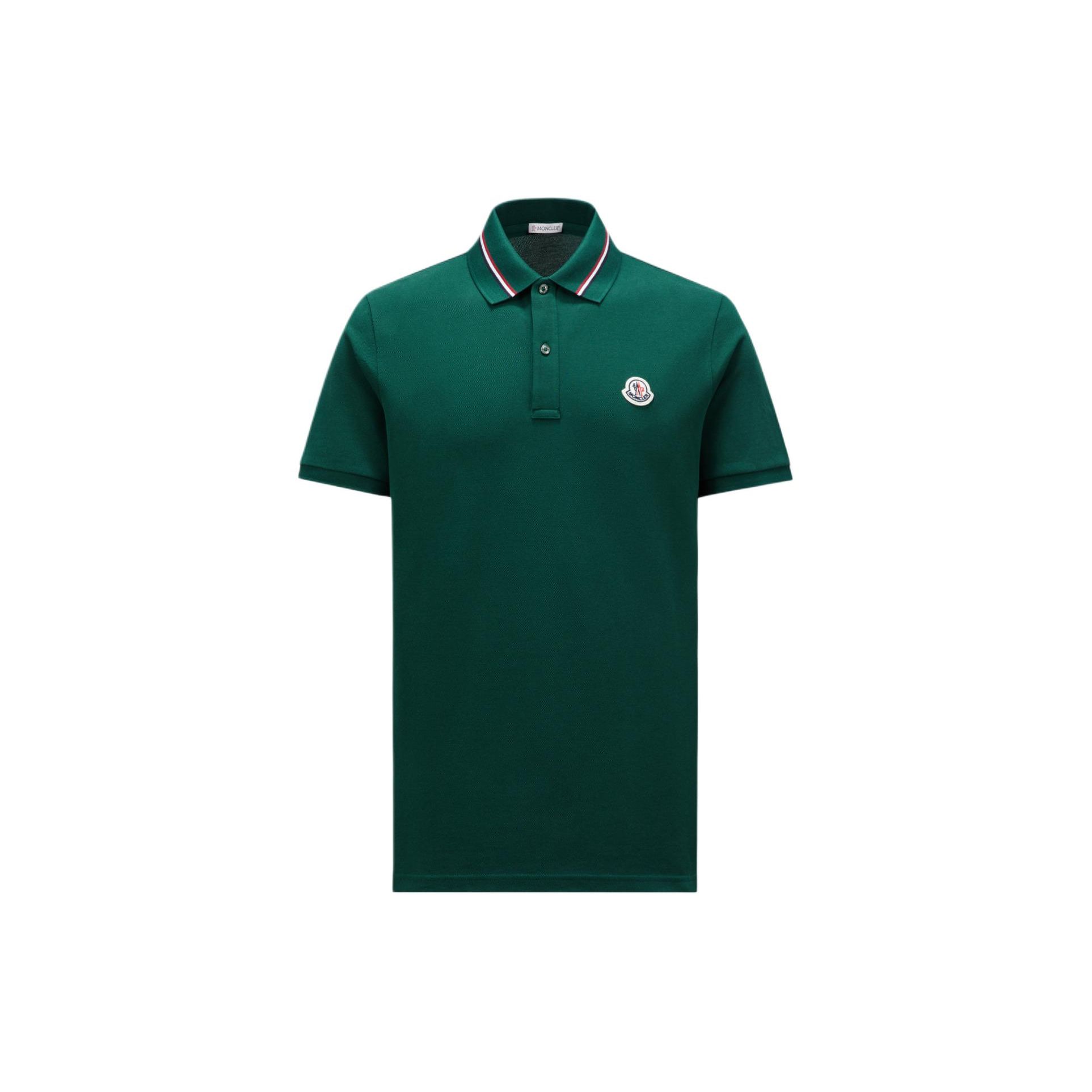 Moncler Comfortabel Losse Pasvorm Logo Patroon Poloshirt Heren tops Olijfgroen J10918A0002189A16875 S