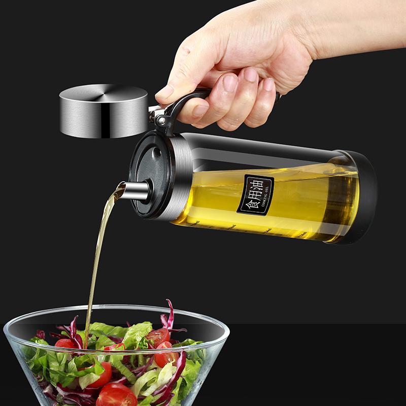 Oil bottle glass Oil pot leakproof Tank Kitchen soy sauce Bottles Vinegar Pots Seasoning Tool Set Of Household Flip Lid