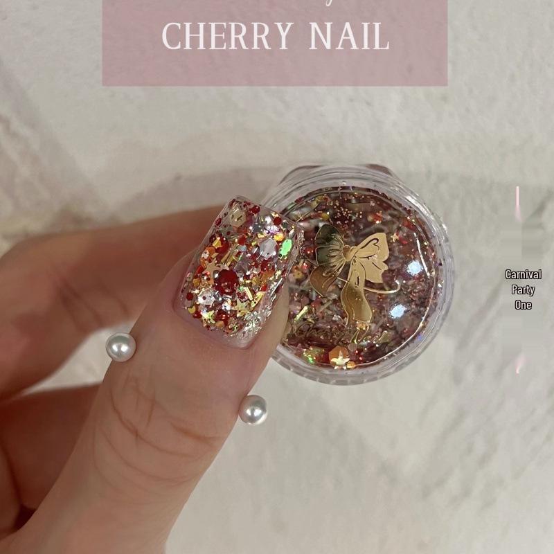 Cherry Princess Christmas Nail Art Glitter - Super Flash Xiaohongshu Style