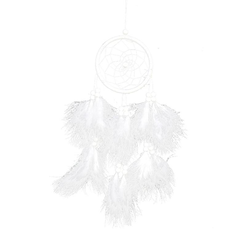 White Dream Catcher Wind Chime Creative Hand-woven Feather Car Pendant Bedroom Garden Outdoor Hanging Ornaments Home Decoration