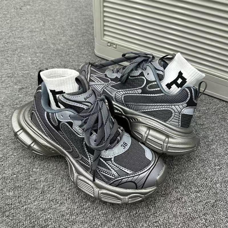 

Мужские брендовые кроссовки для пары, Мужские кроссовки Paris, Дизайнерская толстая подошва, Сетчатые дышащие, Женские повседневные кроссовки, Кроссовки-танки на шинах 3xl 36 серебряный