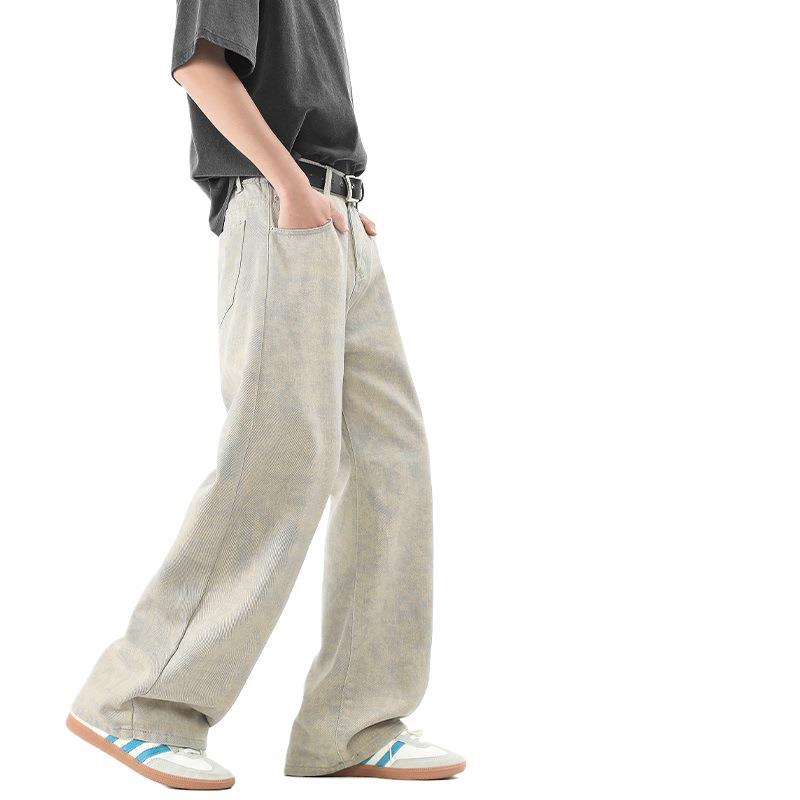 Spring New Men's Semi-elastic Rubber-style Jeans American High Street Mopping Pants