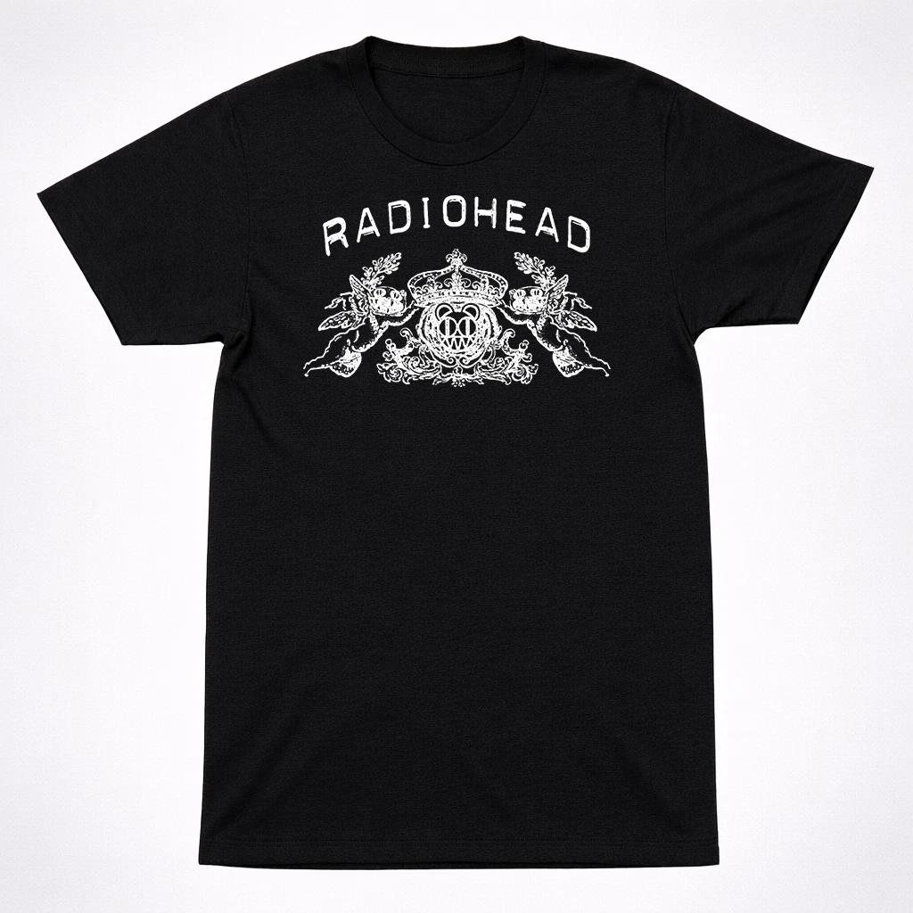 Radiohead Family Crest Bear Black T-Shirt Alternative Rock Band Tee 4XL