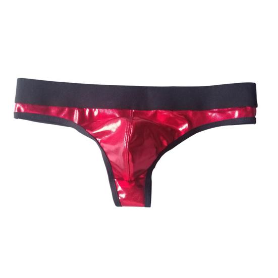 Culottes pour hommes Club Élasticité Couleur contrastée Séchage rapide Surface brillante Taille basse Vêtements de club Sous-vêtements en similicuir String pour hommes Night-club