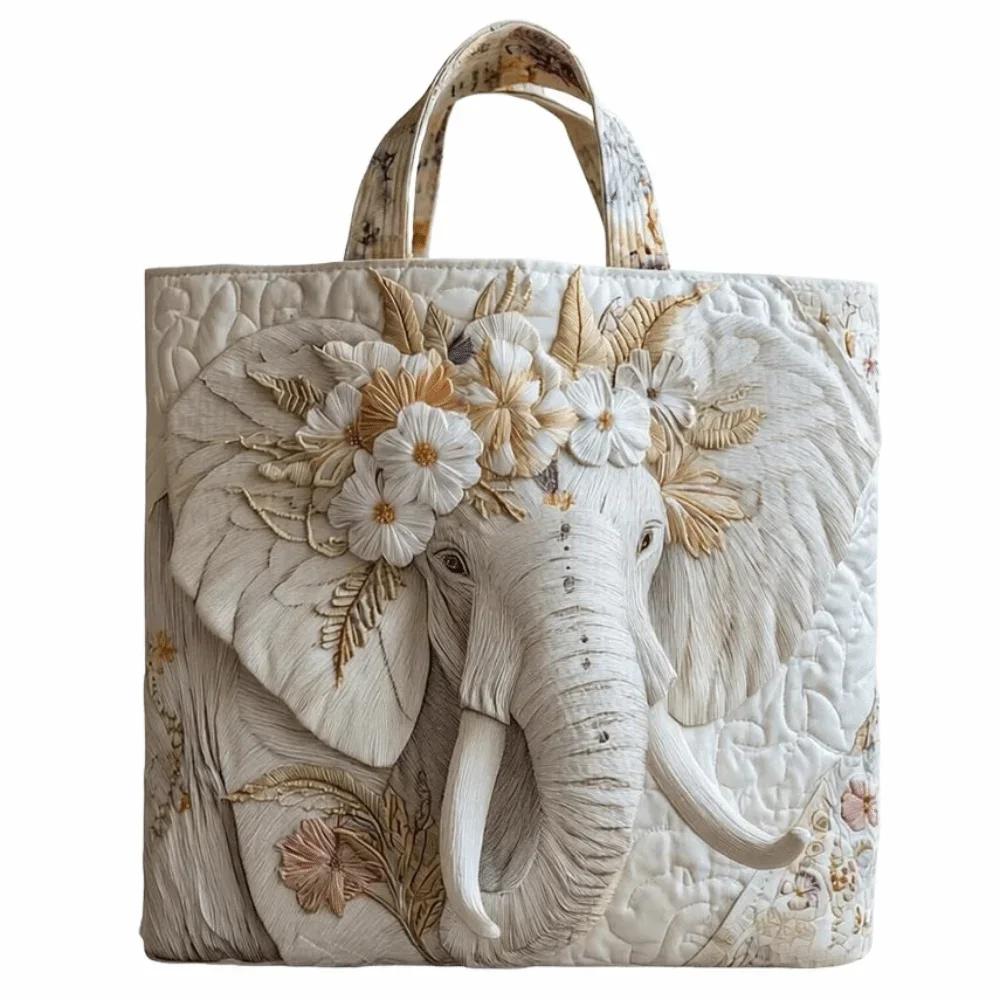 Sac fourre-tout matelassé vintage léger motifs imprimés 3D Sac à bandoulière grande capacité Coton Sac à main de voyage Accessoire pour femme
