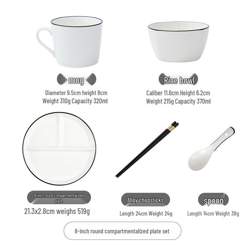 Portion Control Ceramic Plate: Round 3-Compartment, Square 5-Compartment for Diet & Kids' Meals