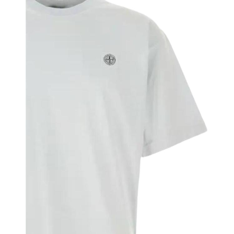 STONE ISLAND Koszulka z krótkim rękawem i okrągłym dekoltem z logo Unisex Biała L1S152100030S0115