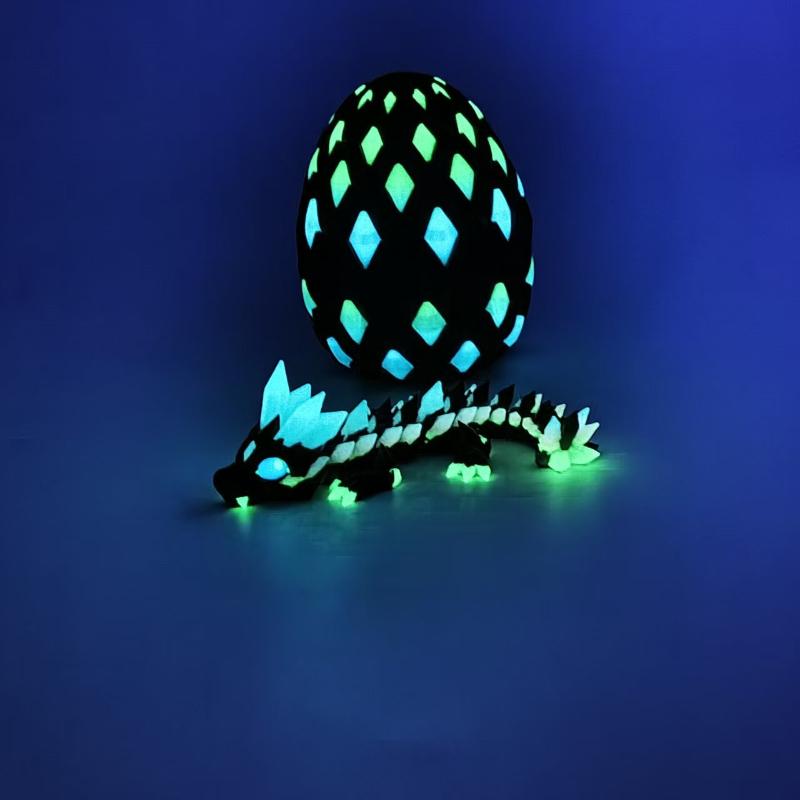 3D Printed Colorful Luminous Crystal Dragon Toy Joint Movable Simulation Animal Gemstone Dragon Model Desktop Decor Decoration