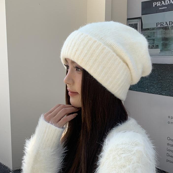 Warm Woolen Hat for Women Korean Version Versatile Ear Protection Cold Hat Big Head Circumference Showing Face Small Wool Knitted Hat Trendy