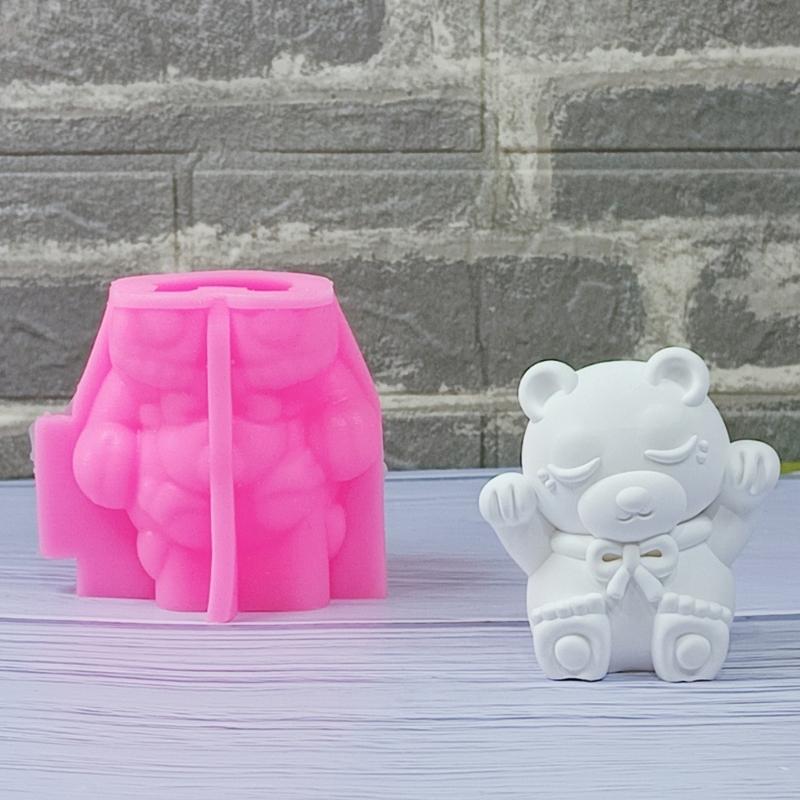 Sitting Bear with Bows Mould Silicone Molds Soap Molds Castings Molds Ornament Molds Fondant Cake Chocolate Molds