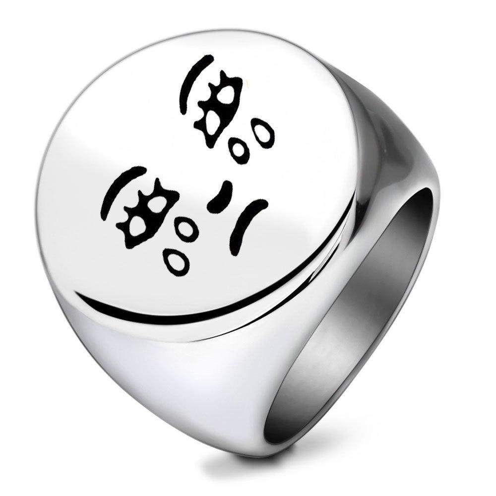 Round Smiley Face Fashion Ring - 22MM Laser Engraved Stainless Steel