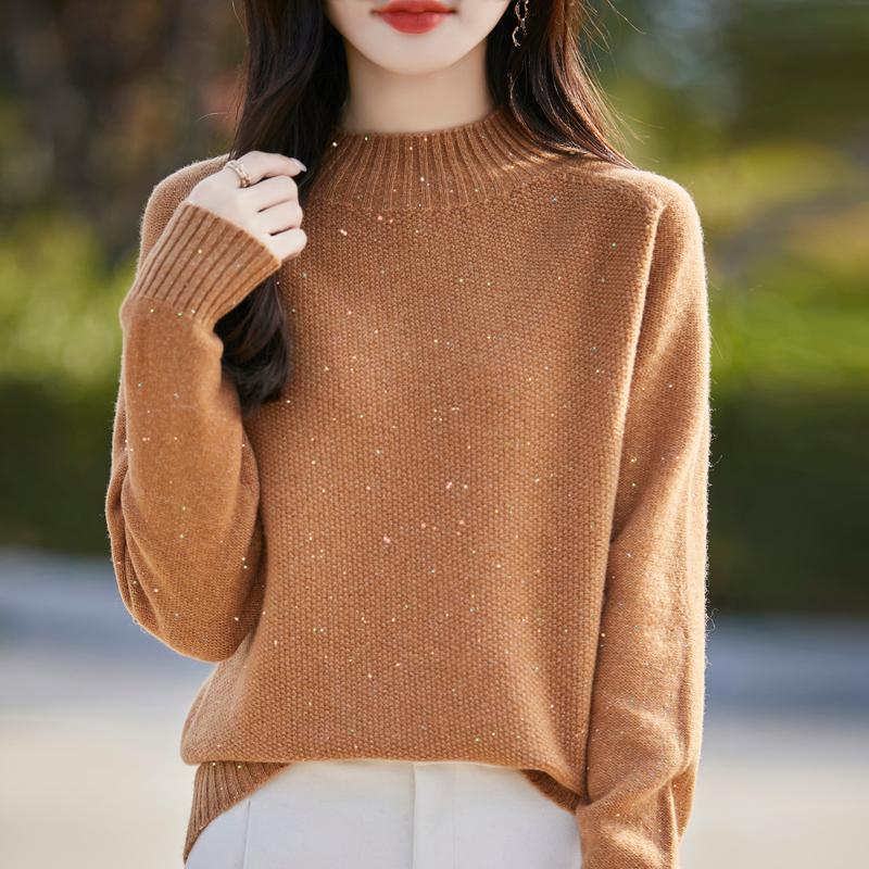 Damski sweter kaszmirowy Qinghe Cashmere 30% kaszmir 70% wełna Jesień i Zima Kaszmirowy pulower Miękki i ciepły