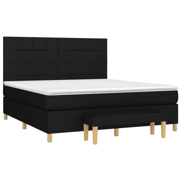 3137167 vidaXL Lit à sommier tapissier avec matelas Noir 160x200 cm Tissu