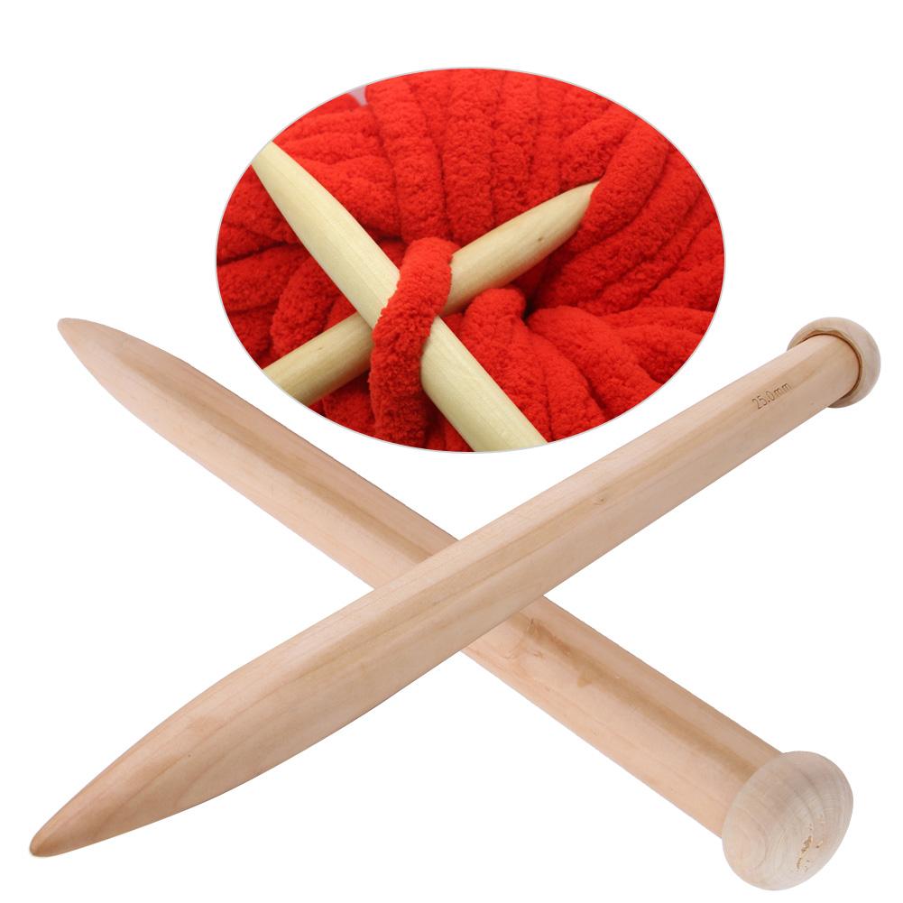 1 Pair Wooden Crochet Hook Knitting Needle Hand Weaving Tool for Scarf Sweater Blanket25mm