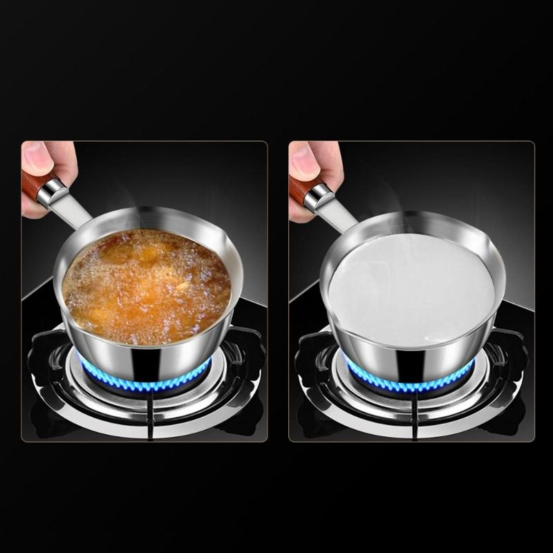 Mini Oil Pan 304 Stainless Steel Flavored Oil Pan Small Household Fried Egg Pan Hot Pan Hand-held Anti-scalding Pan for Kitchen