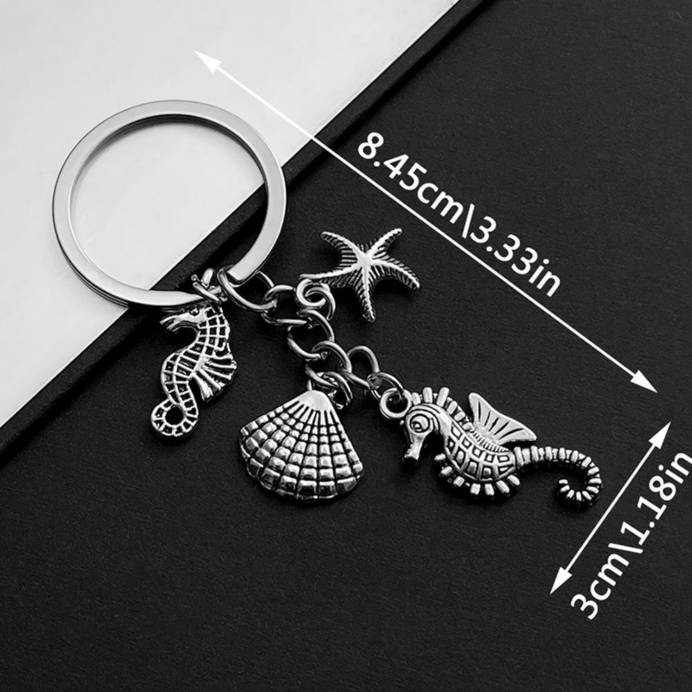 Personalized Marine Animal Keychain: Seahorse, Starfish, Scallop