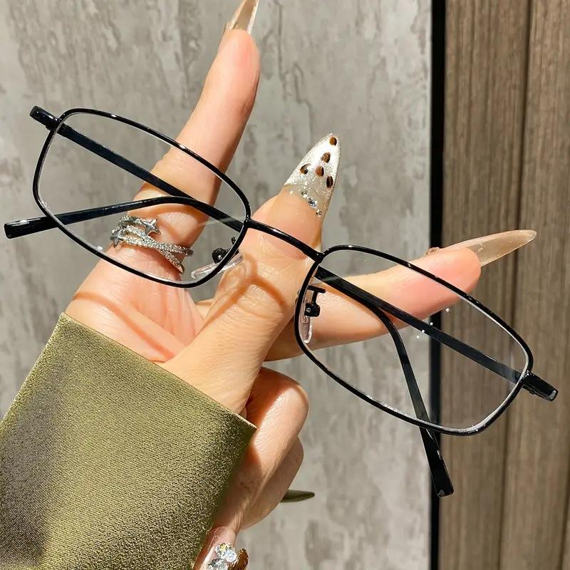 Gold silk plain glasses frame, European and American retro square frame, Phnom Penh myopia can be matched with degree flat glasses, anti-blue light g