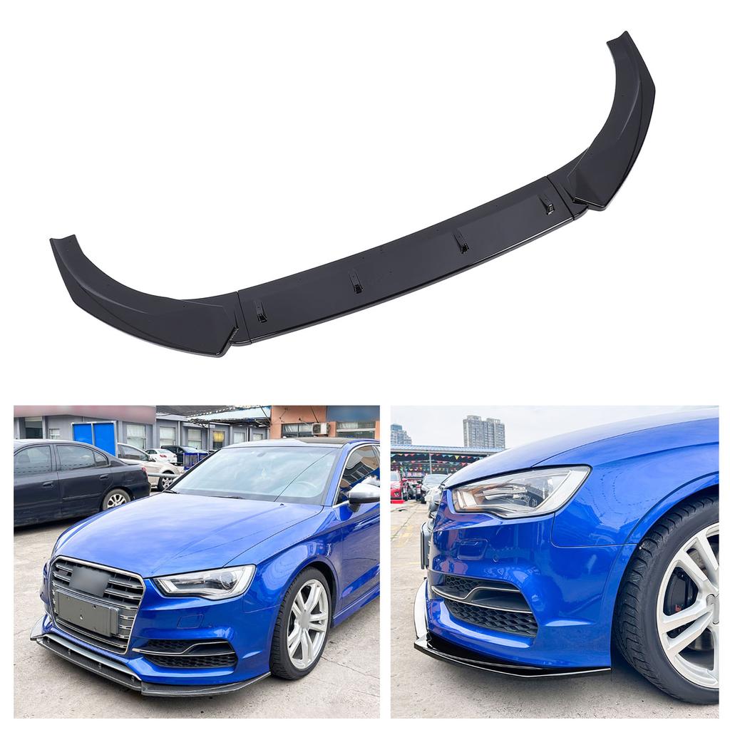 Front Bumper Lip Spoiler Racing   3 Section Type Car Front Bumper Lip Body Kit for S‑Line 8V Pre‑facelift 2013 to 2016