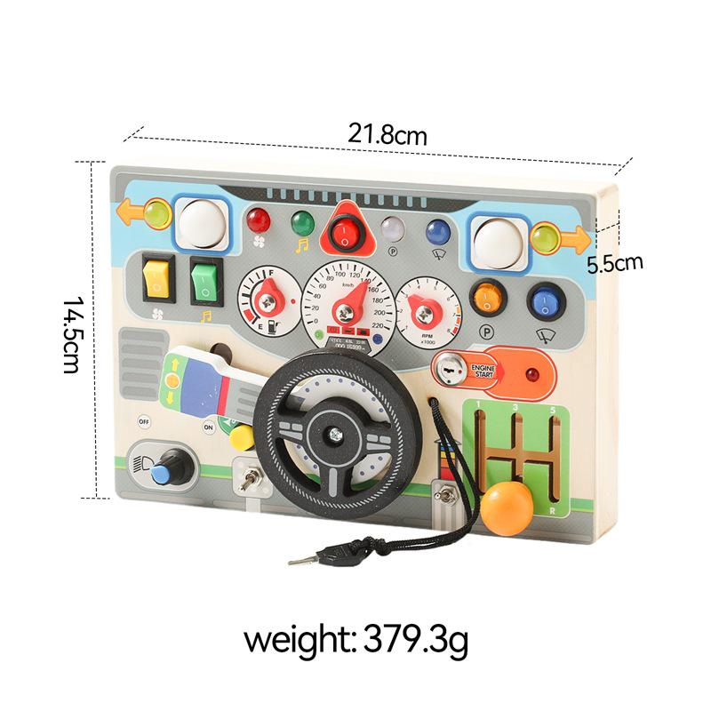 

Montessori Colorful Car Busy Board: Wooden Educational Toy with Steering Wheel for Early Childhood Learning