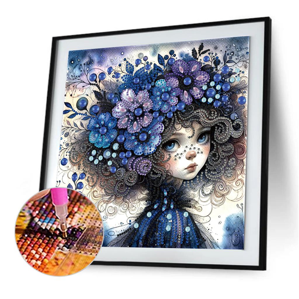 Little Girl Partial DIY Irregular Drill Diamond Painting Gem Art for Adults/Beginners Gift Idea Home Wall Decor 11.81x11.81inch