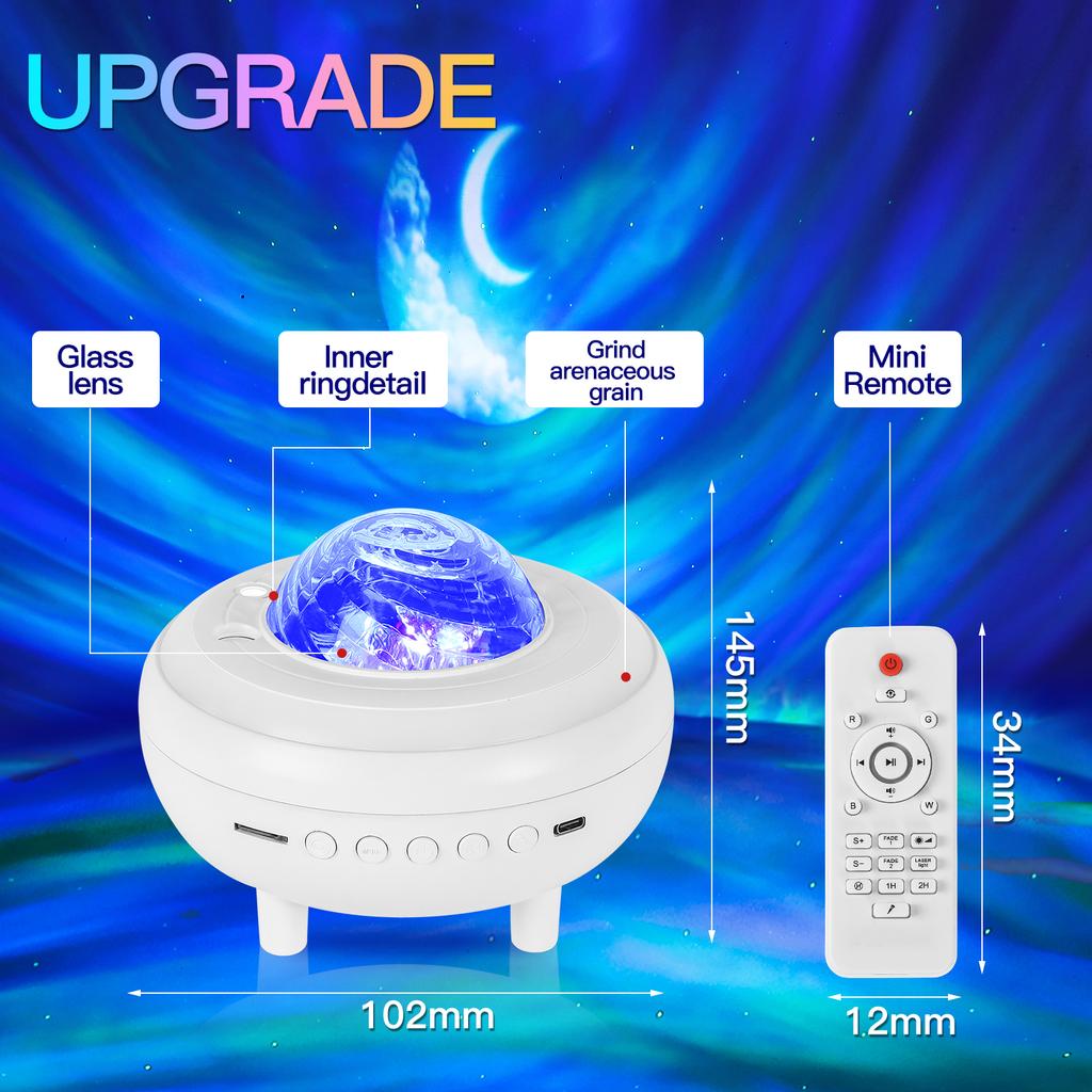 Starry Projector with Bluetooth Speaker Galaxy Night Light for Bedroom 360° Starry Sky & Nebula Projection Remote Control Gift