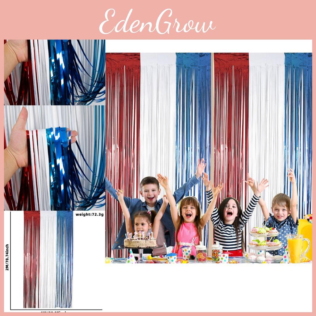 Vibrant Red White And Blue Independence Day Streamer Curtains For Festive Home Decor