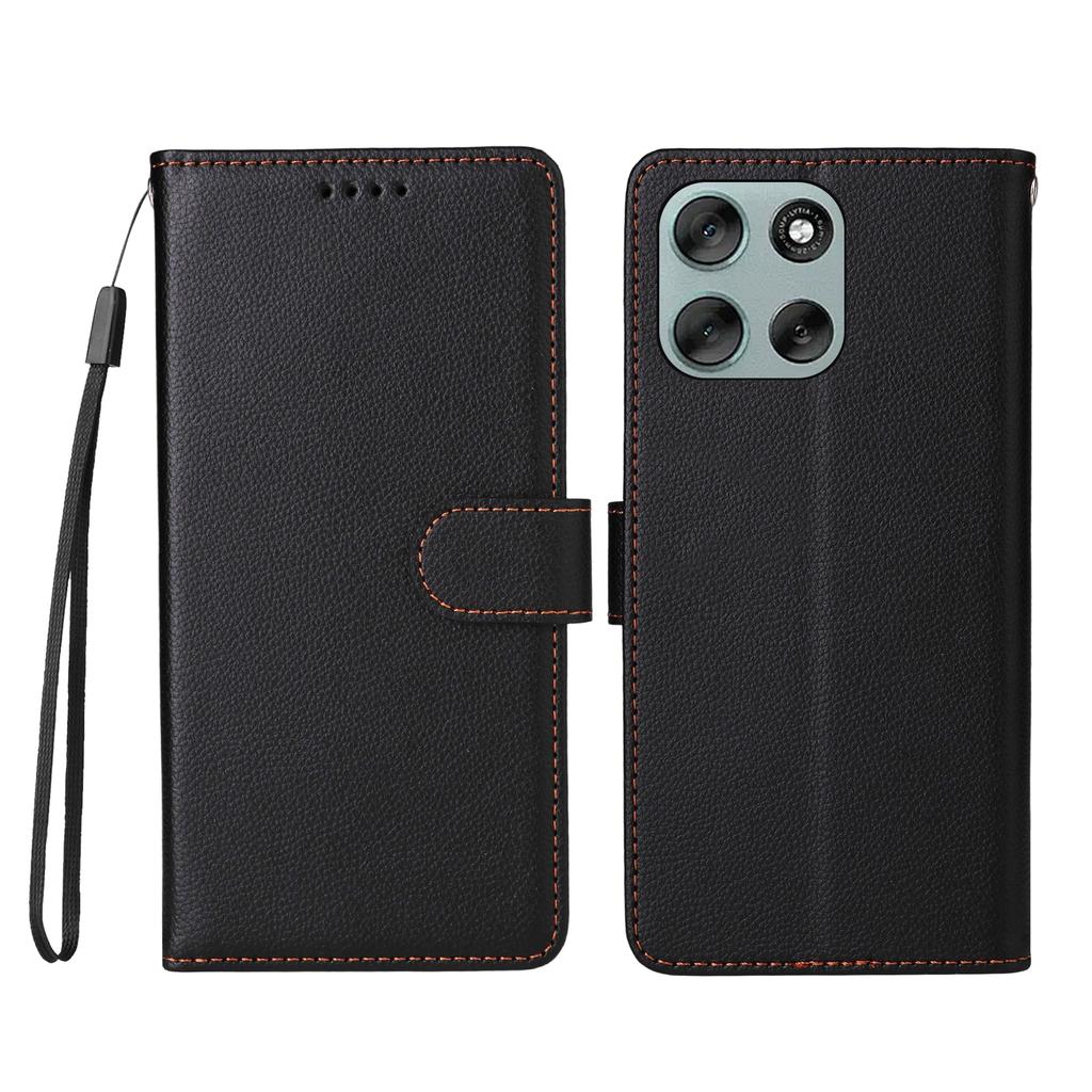 For Motorola Moto G56 5G Case RFID Blocking 3 Card Slots PU Leather Phone Cover with Wrist Strap