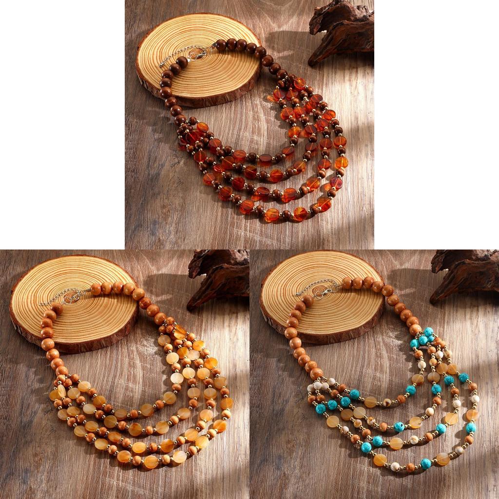 Bohemian Vintage Beaded Necklace With Multilayer Geometric Design For Womens Fashion
