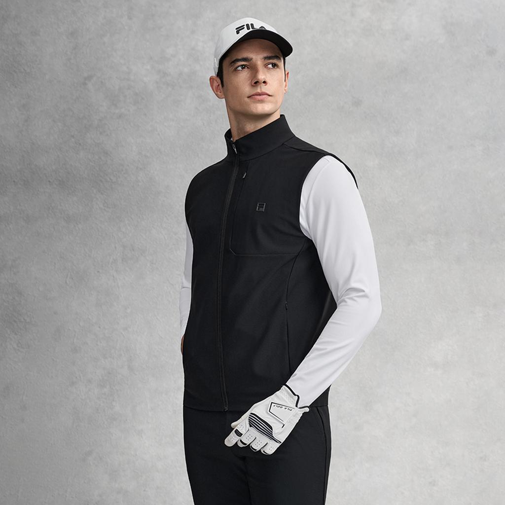 Fila Golf Series Simple Classic Basic Solid Color Sports Training Versatile Comfortable Vest Men Vest Deep-Black A11M615504FBK