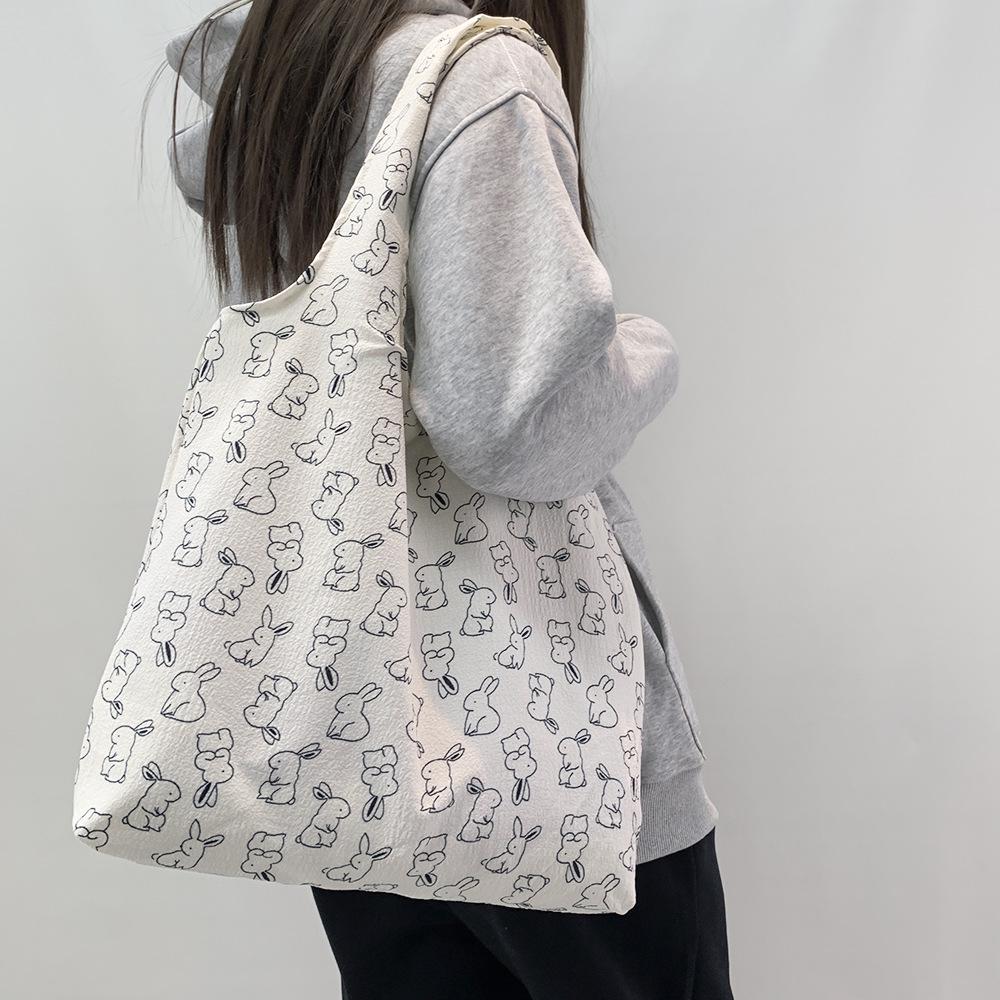 Spring & Summer Floral Canvas Tote - Large Capacity Shoulder Handbag for Women & Students